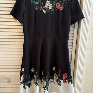 Floral Black and White Dress